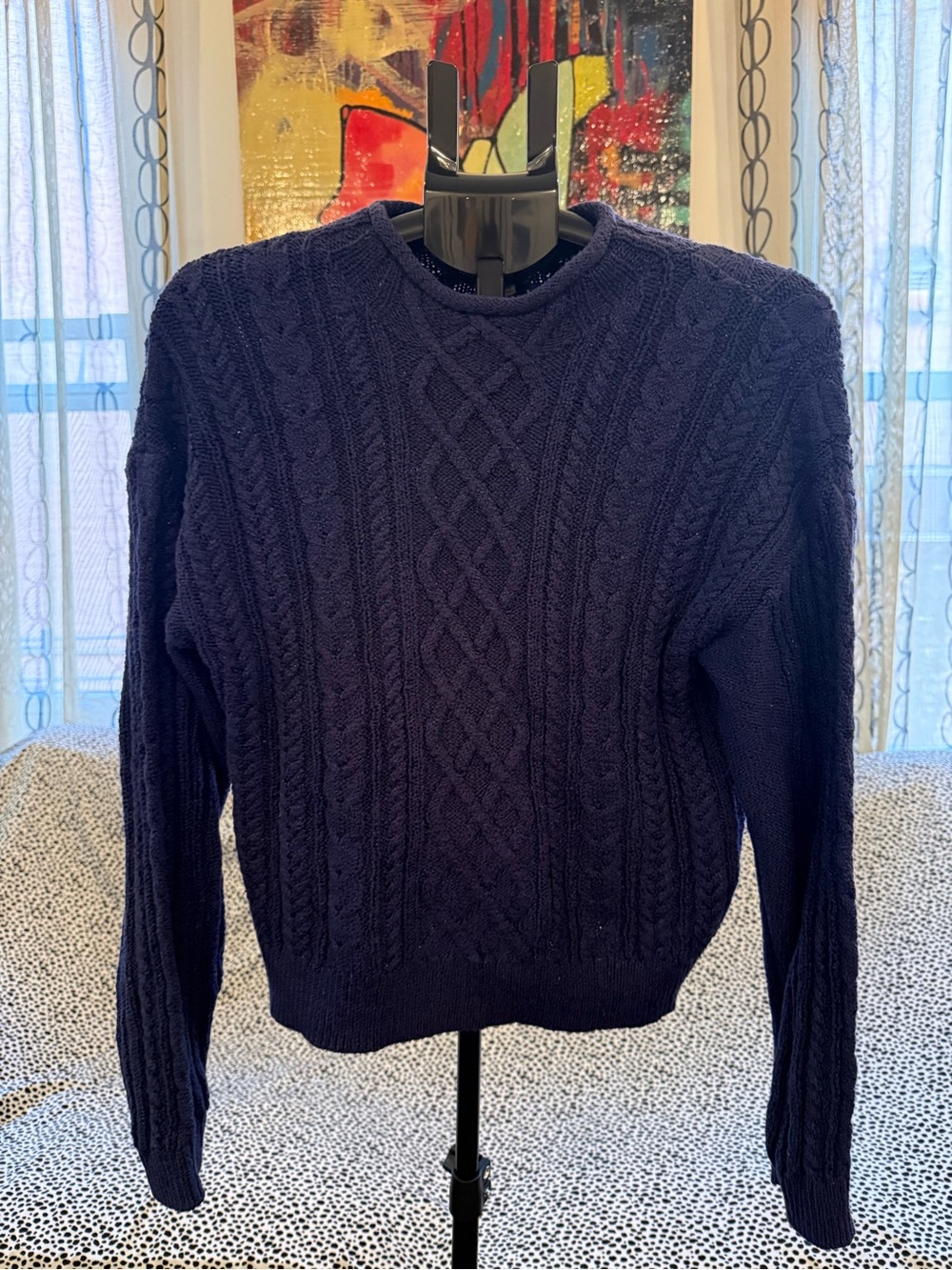 J. Crew Vintage Navy Cable-Knit Roll Neck Sweater